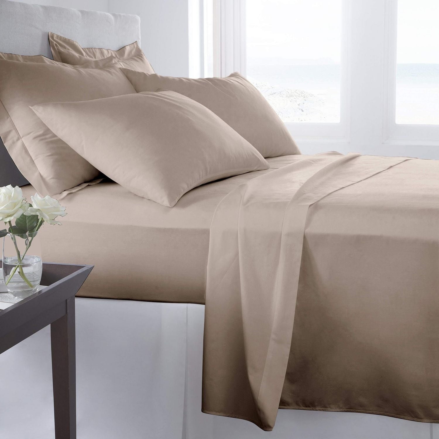 Johnson Home 500 Thread Count Cotton Sheet Set Taupe (Queen) - Wholesale linen factory